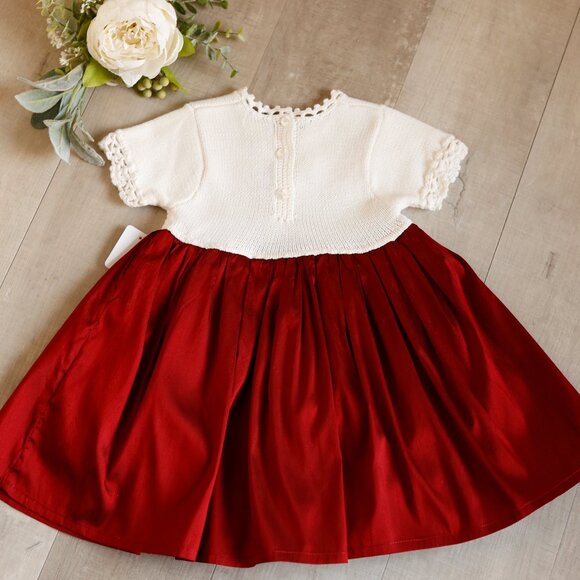 Red Silk and Cotton Knit Sweater Dress Baby Special Occasion Limited Edition - Picture 4 of 6